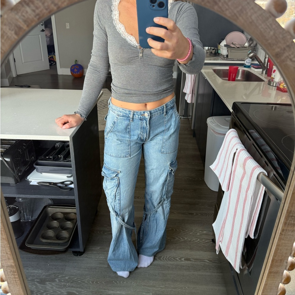 Zara cargo low rise jeans